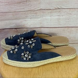 Halogen Blue Embellished Suede Espadrille Slide‎ 9M